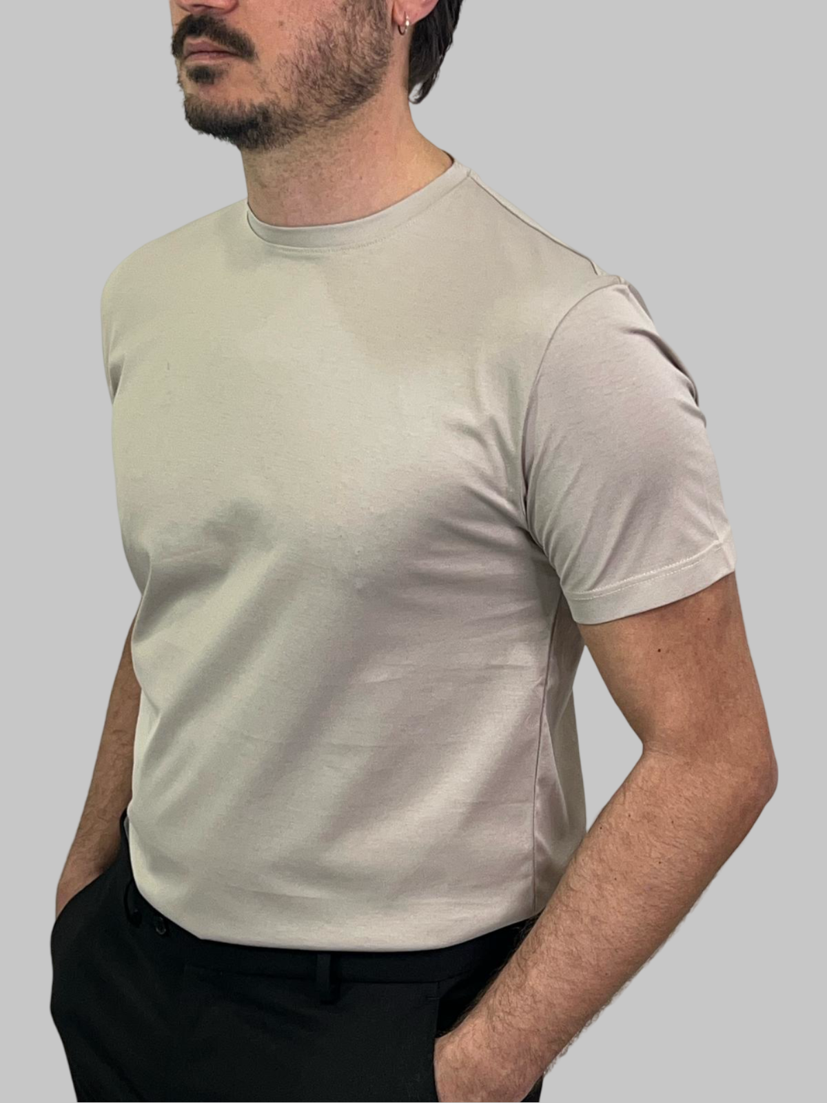 T-SHIRT IN FILO DI SCOZIA SABBIA