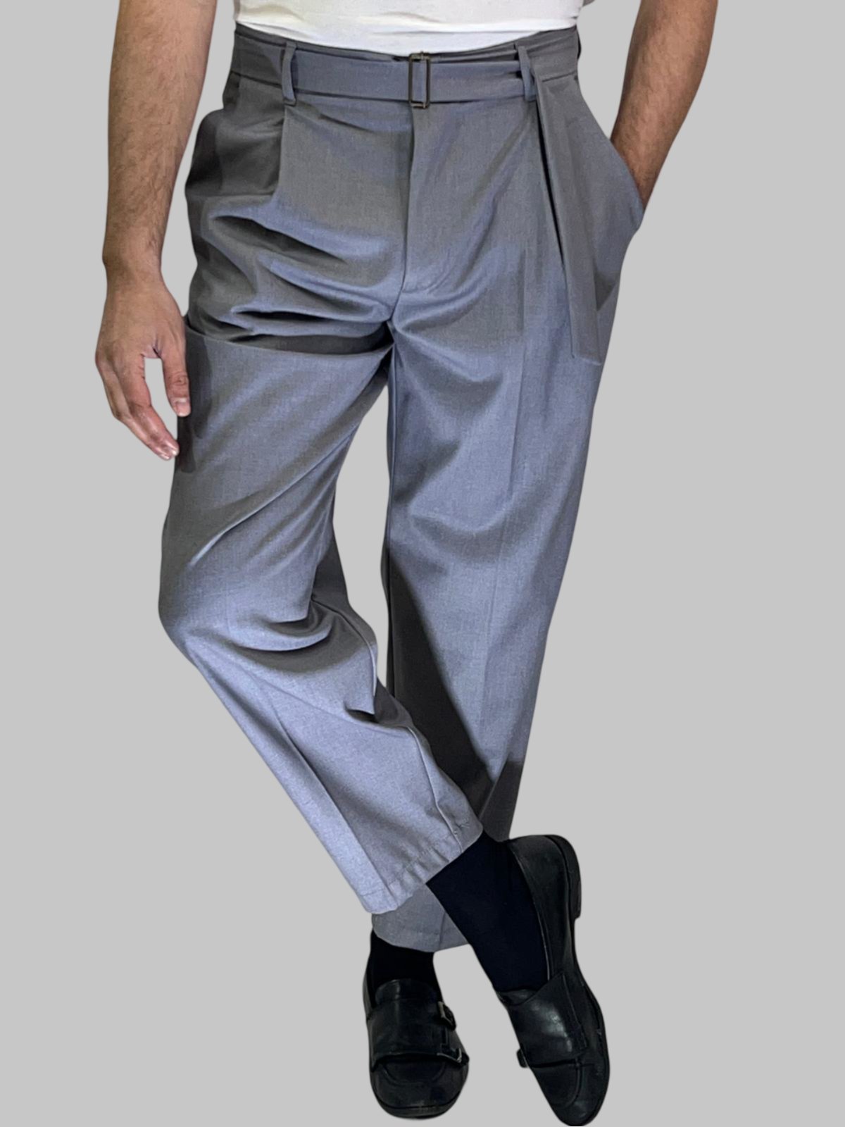 PANTALONE CON CINTURA IN VITA GRIGIO