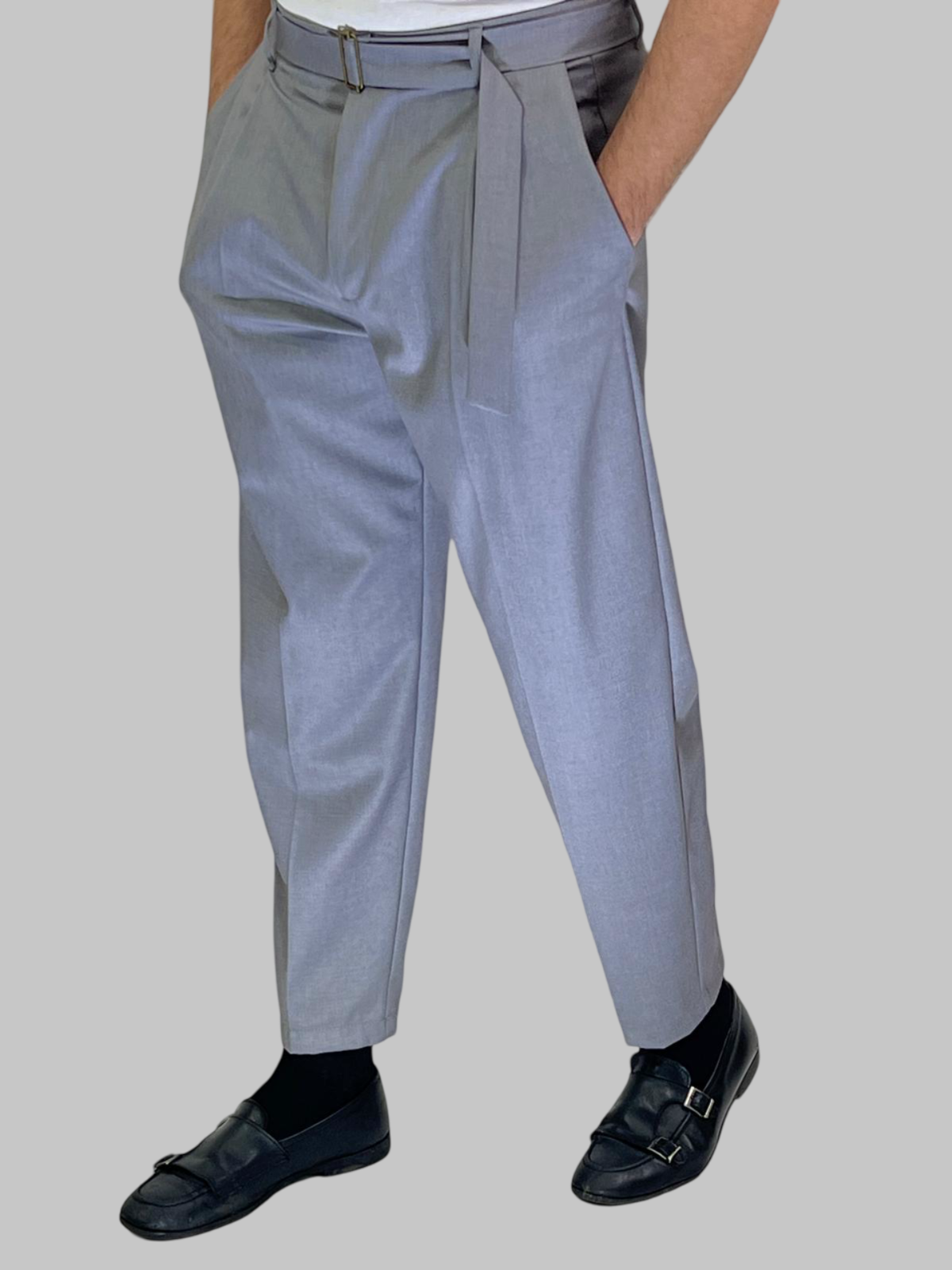 PANTALONE CON CINTURA IN VITA GRIGIO