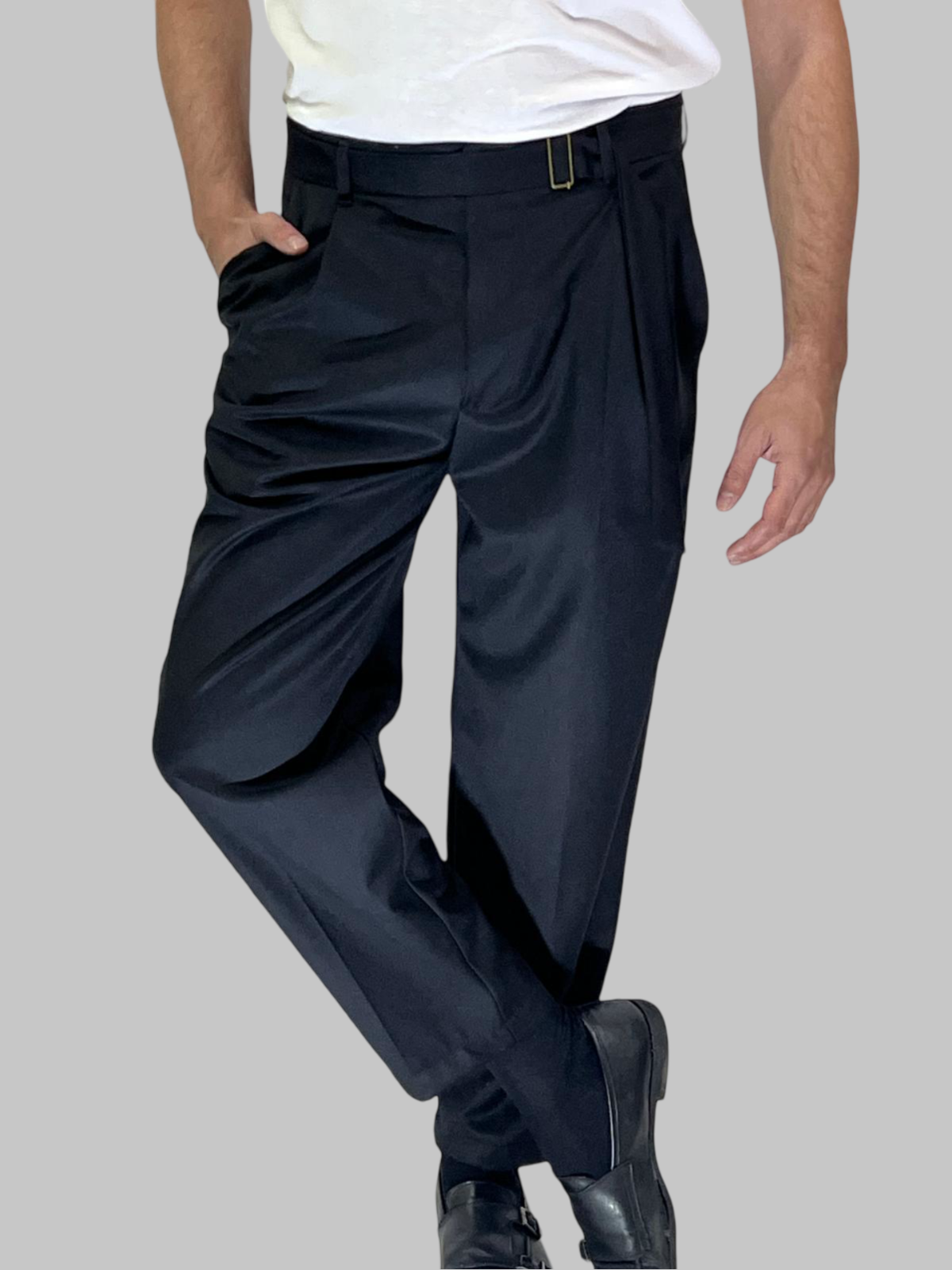 PANTALONE CON CINTURA IN VITA NERO
