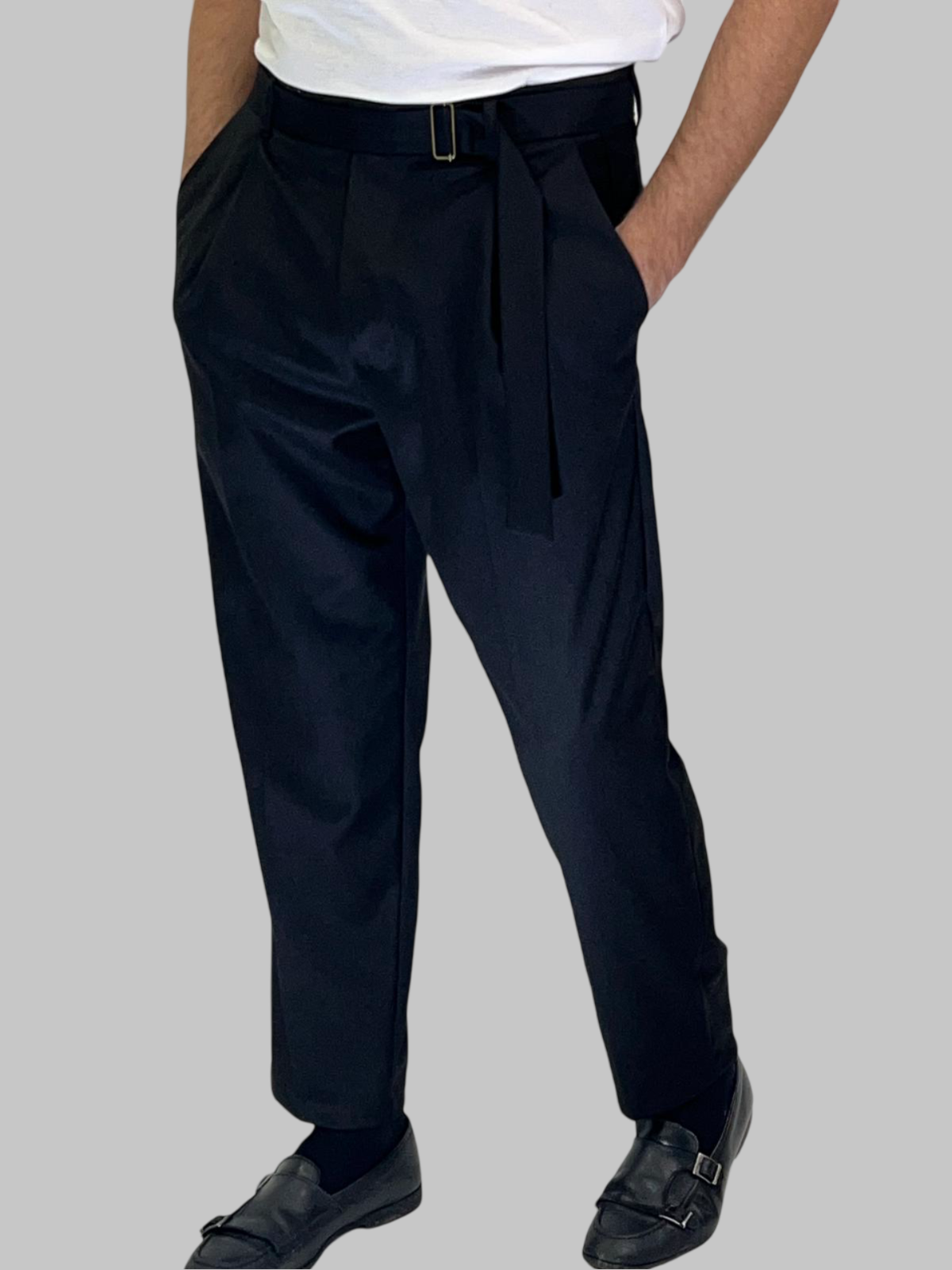 PANTALONE CON CINTURA IN VITA NERO