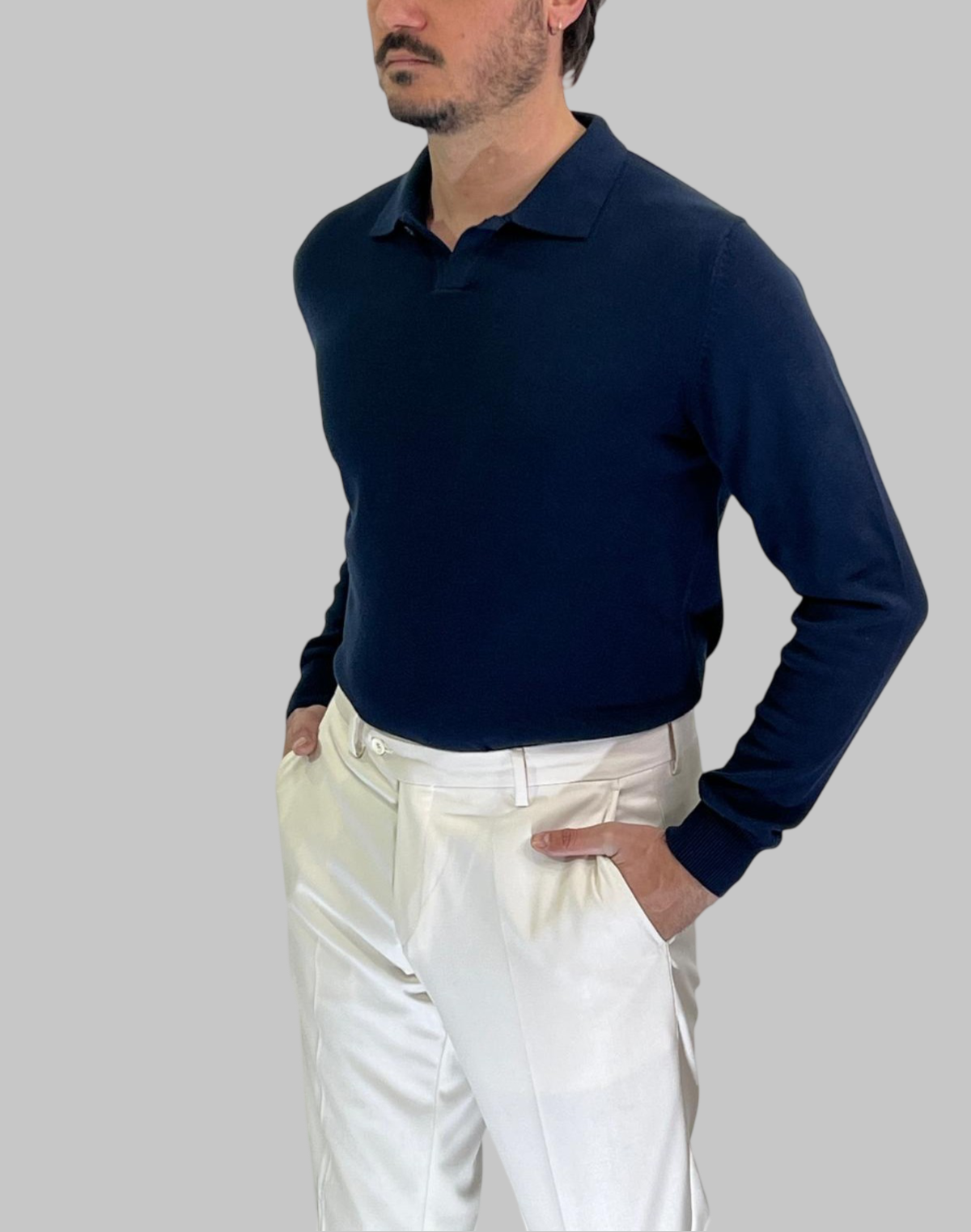 POLO MANICA LUNGA BLU