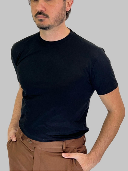 T-SHIRT IN FILO DI SCOZIA NERA