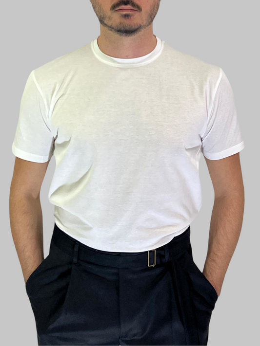 T-SHIRT IN FILO DI SCOZIA BIANCA