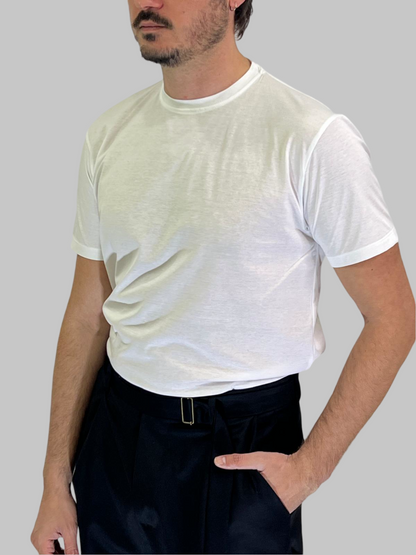 T-SHIRT IN FILO DI SCOZIA BIANCA