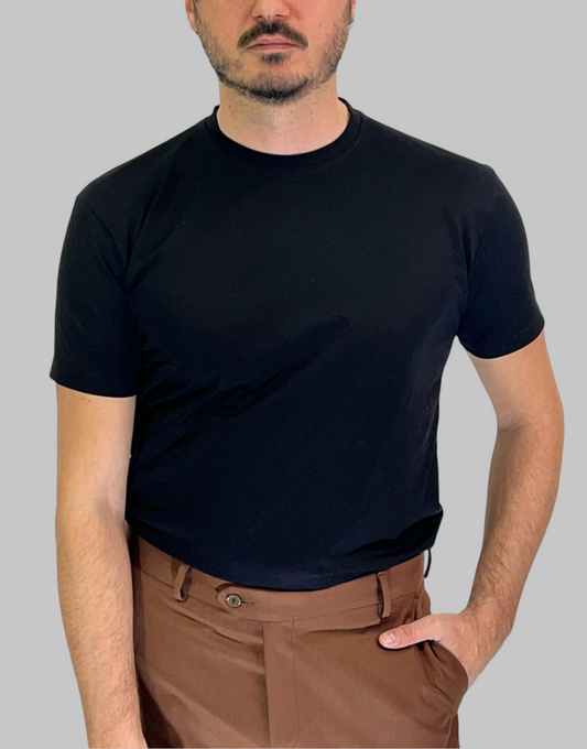 T-SHIRT IN FILO DI SCOZIA NERA