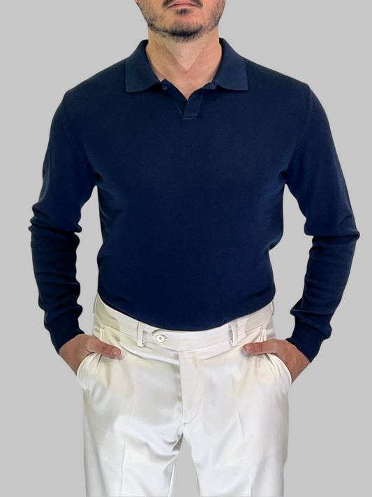 POLO MANICA LUNGA BLU