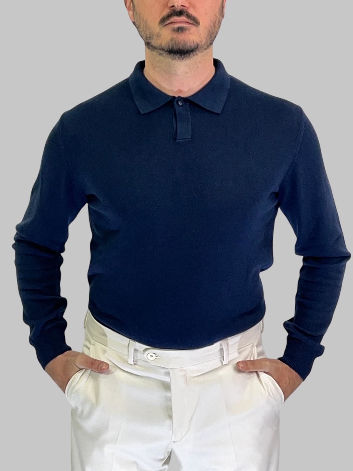 POLO MANICA LUNGA BLU