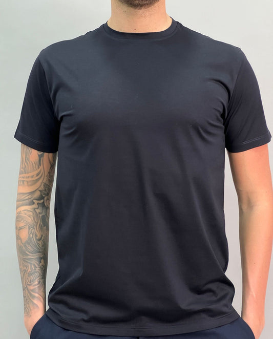T-SHIRT IN FILO DI SCOZIA BLU