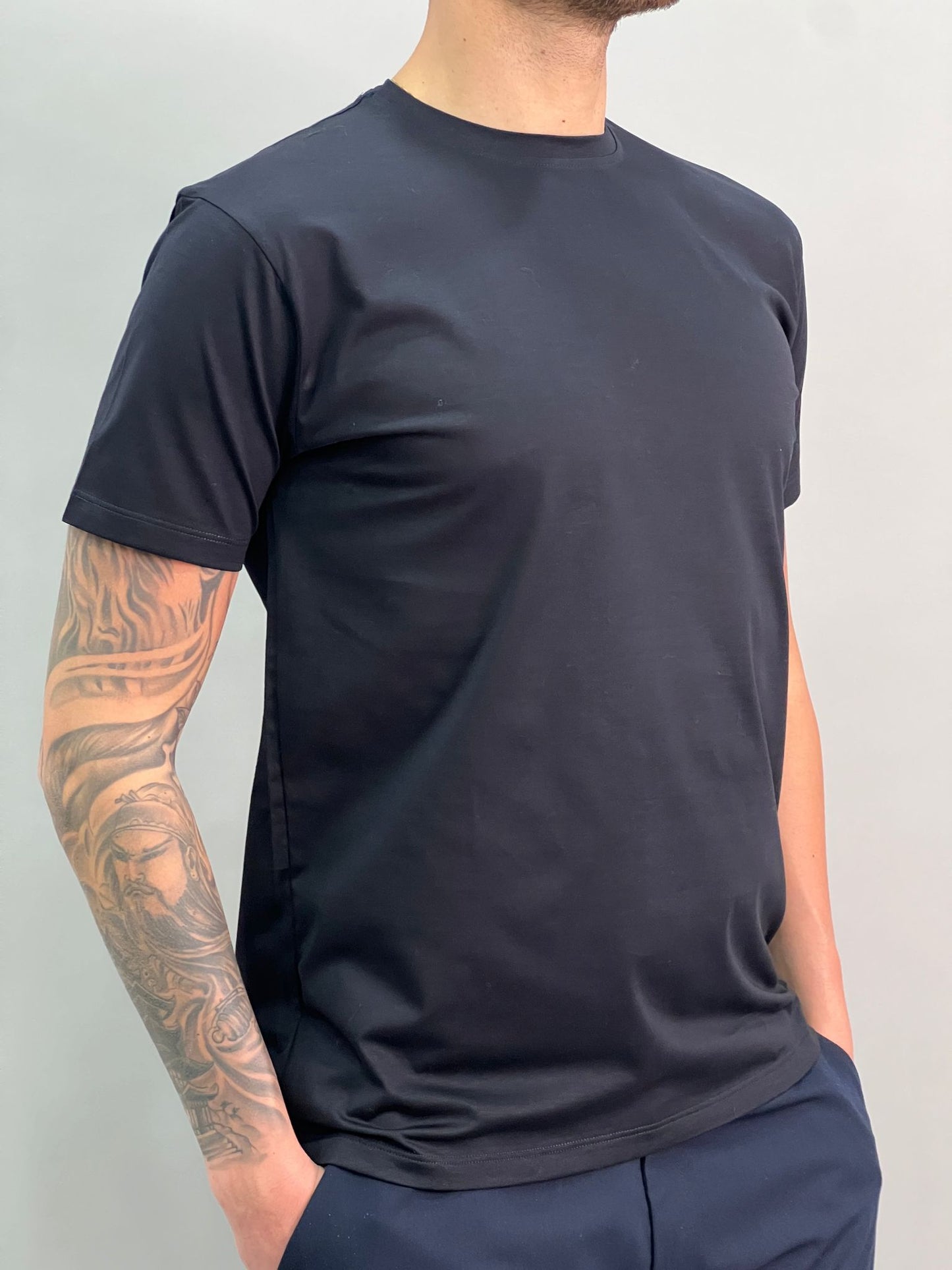 T-SHIRT IN FILO DI SCOZIA BLU