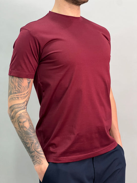T-SHIRT IN FILO DI SCOZIA BORDEAUX
