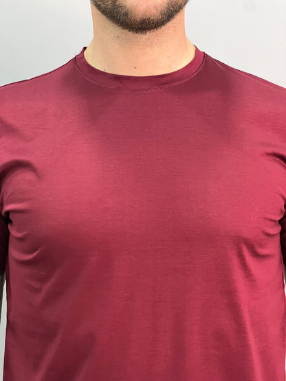 T-SHIRT IN FILO DI SCOZIA BORDEAUX